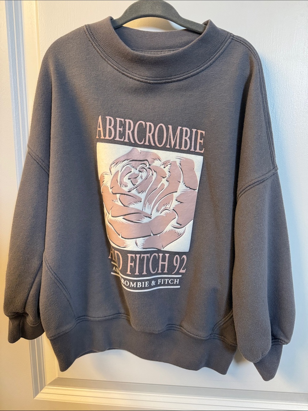 Abercrombie & Fitch Charcoal Sweatshirt with Blush Rose Graphic